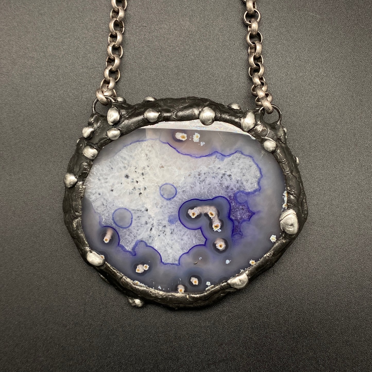 Andromeda ~ Purple Agate Disc Necklace