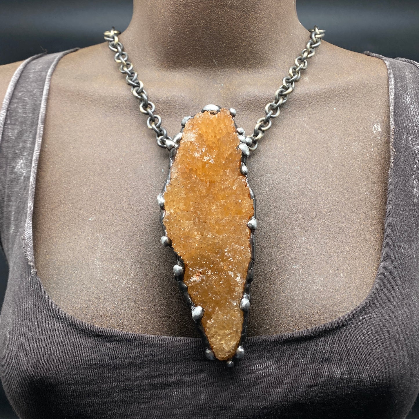 Abundance ~ Honey Calcite Cluster Necklace