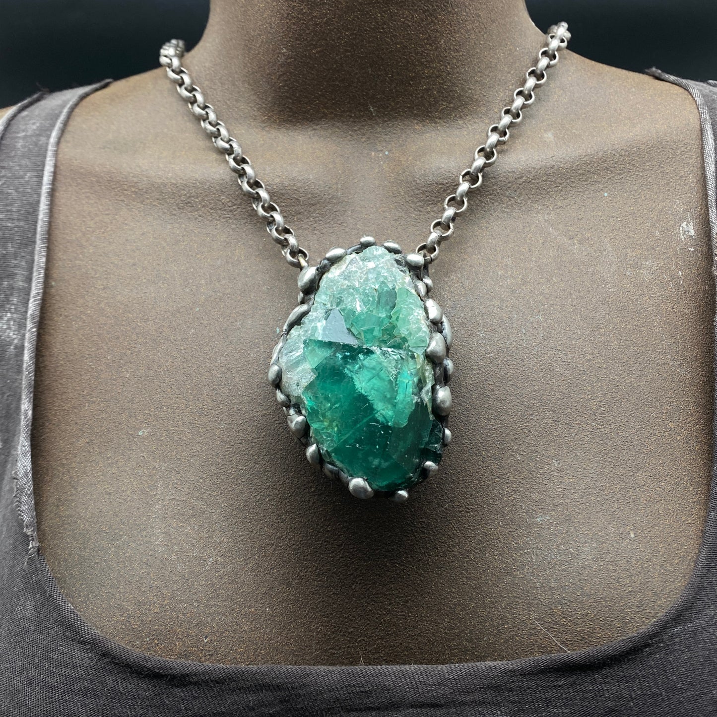 Jewel ~ Dark Green Fluorite Necklace