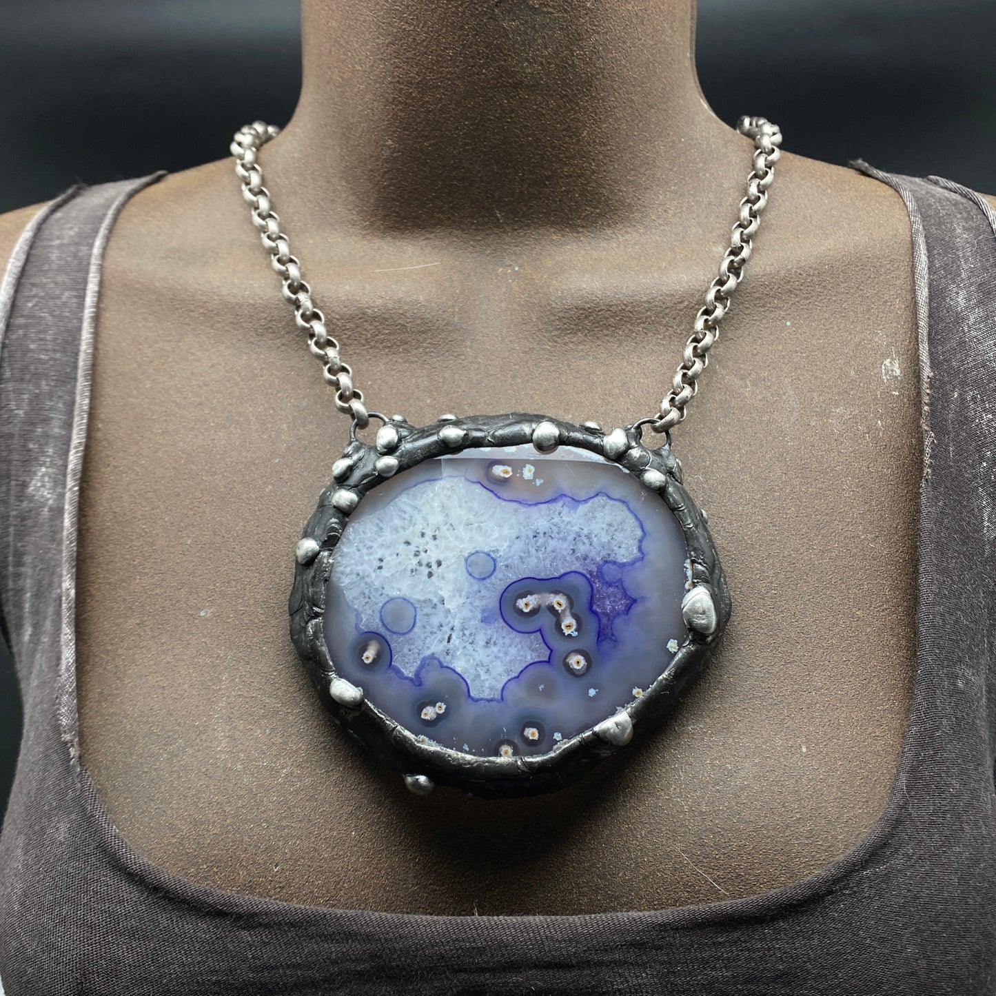 Andromeda ~ Purple Agate Disc Necklace