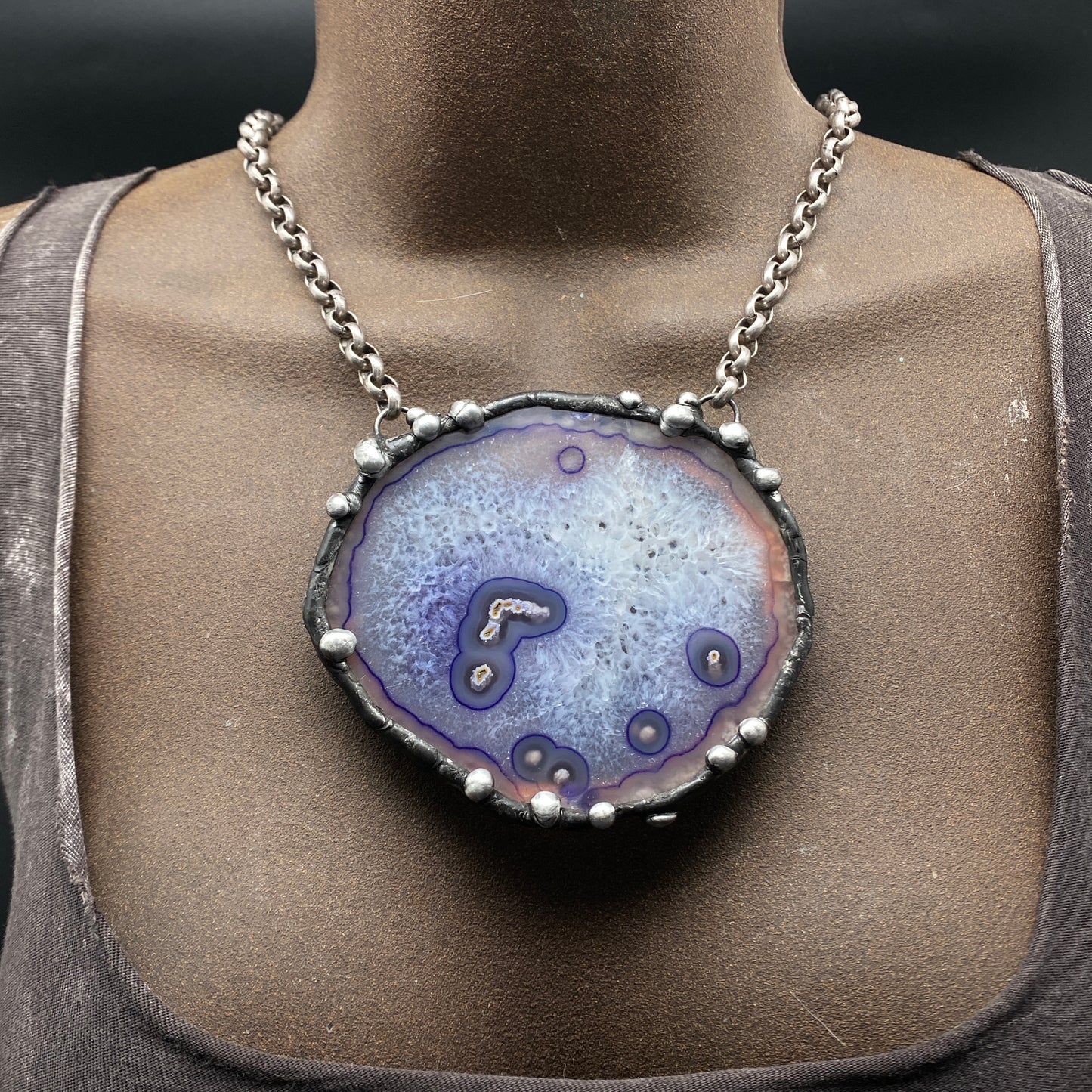 Andromeda ~ Purple Agate Disc Necklace