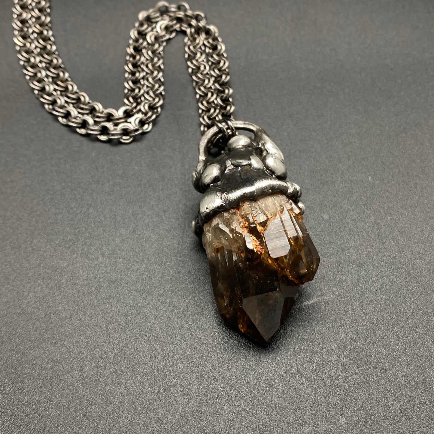 Castle For A Dreamer ~ Small Dark Smoky Kundalini Citrine Necklace