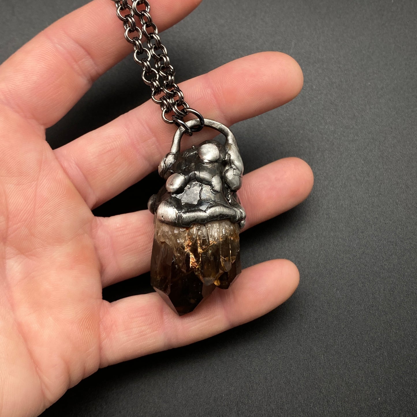Castle For A Dreamer ~ Small Dark Smoky Kundalini Citrine Necklace