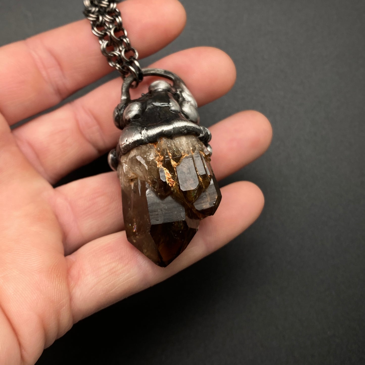 Castle For A Dreamer ~ Small Dark Smoky Kundalini Citrine Necklace