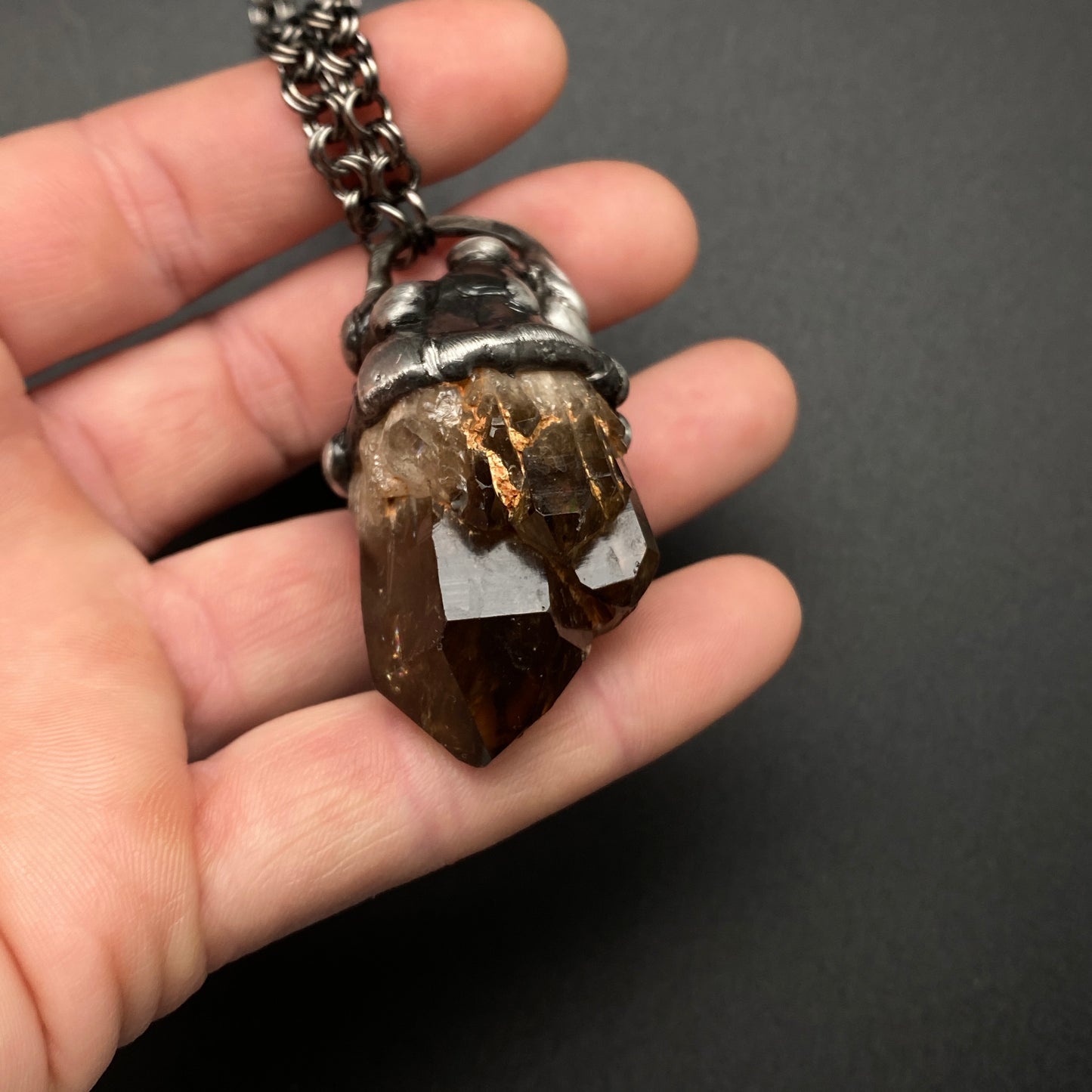 Castle For A Dreamer ~ Small Dark Smoky Kundalini Citrine Necklace