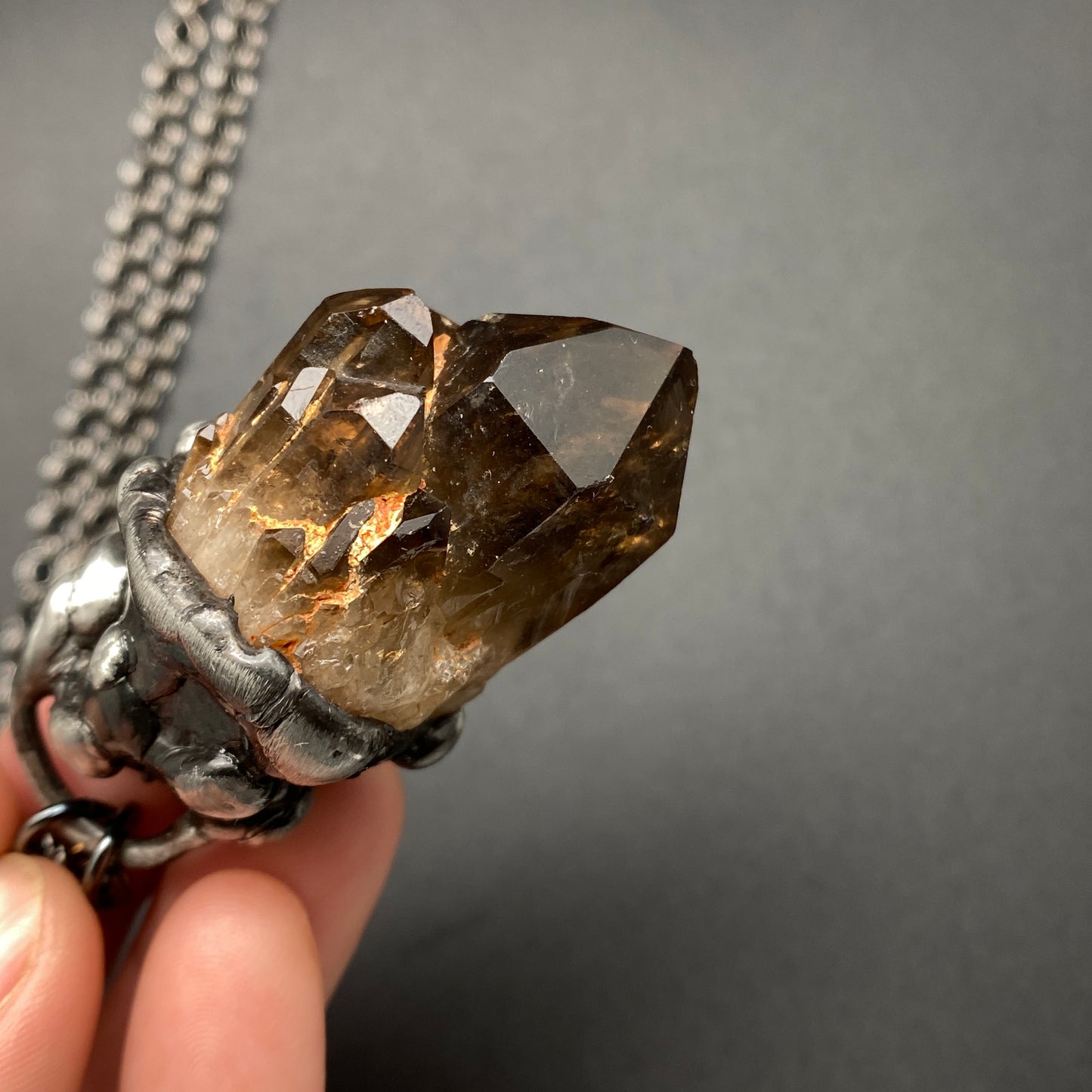Castle For A Dreamer ~ Small Dark Smoky Kundalini Citrine Necklace