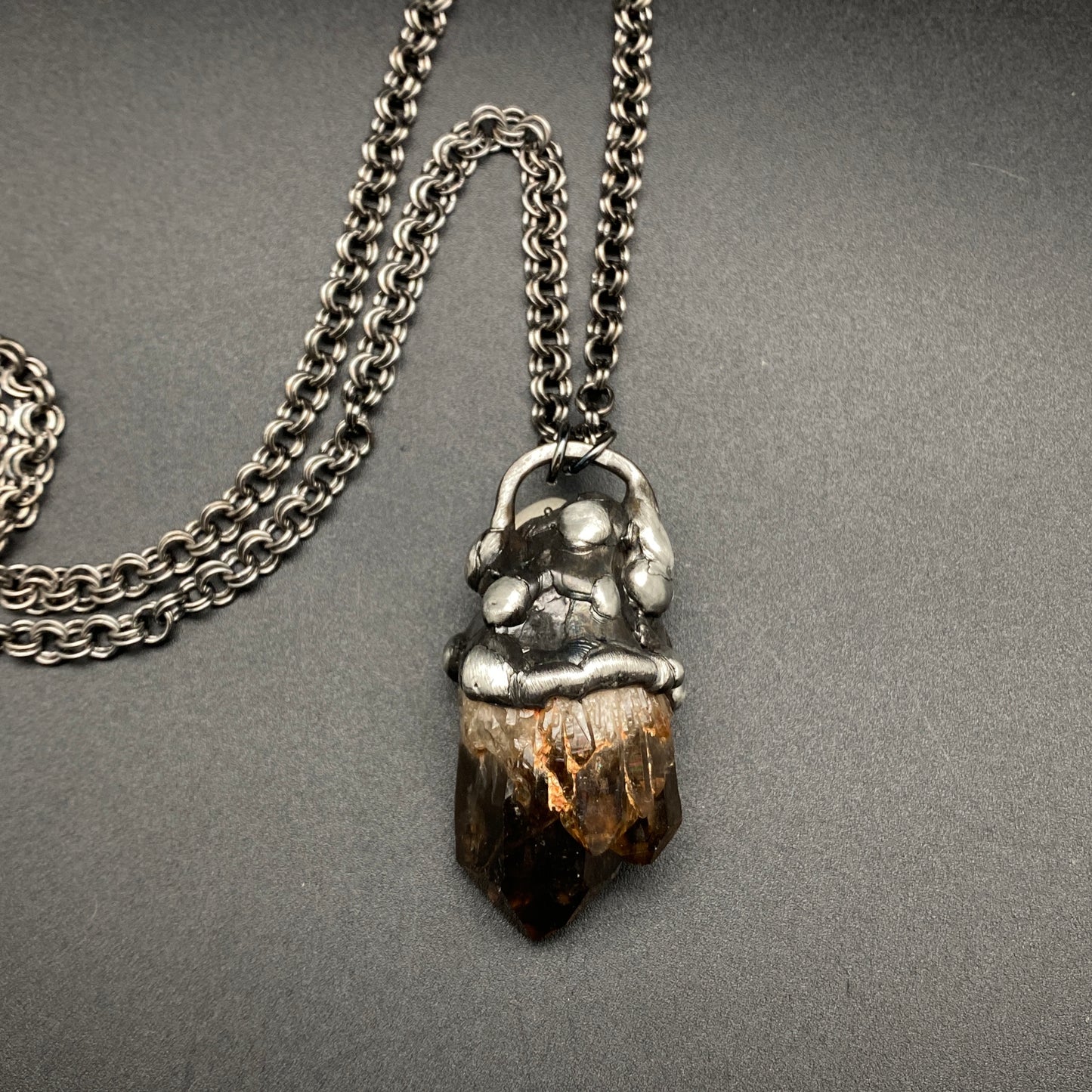 Castle For A Dreamer ~ Small Dark Smoky Kundalini Citrine Necklace