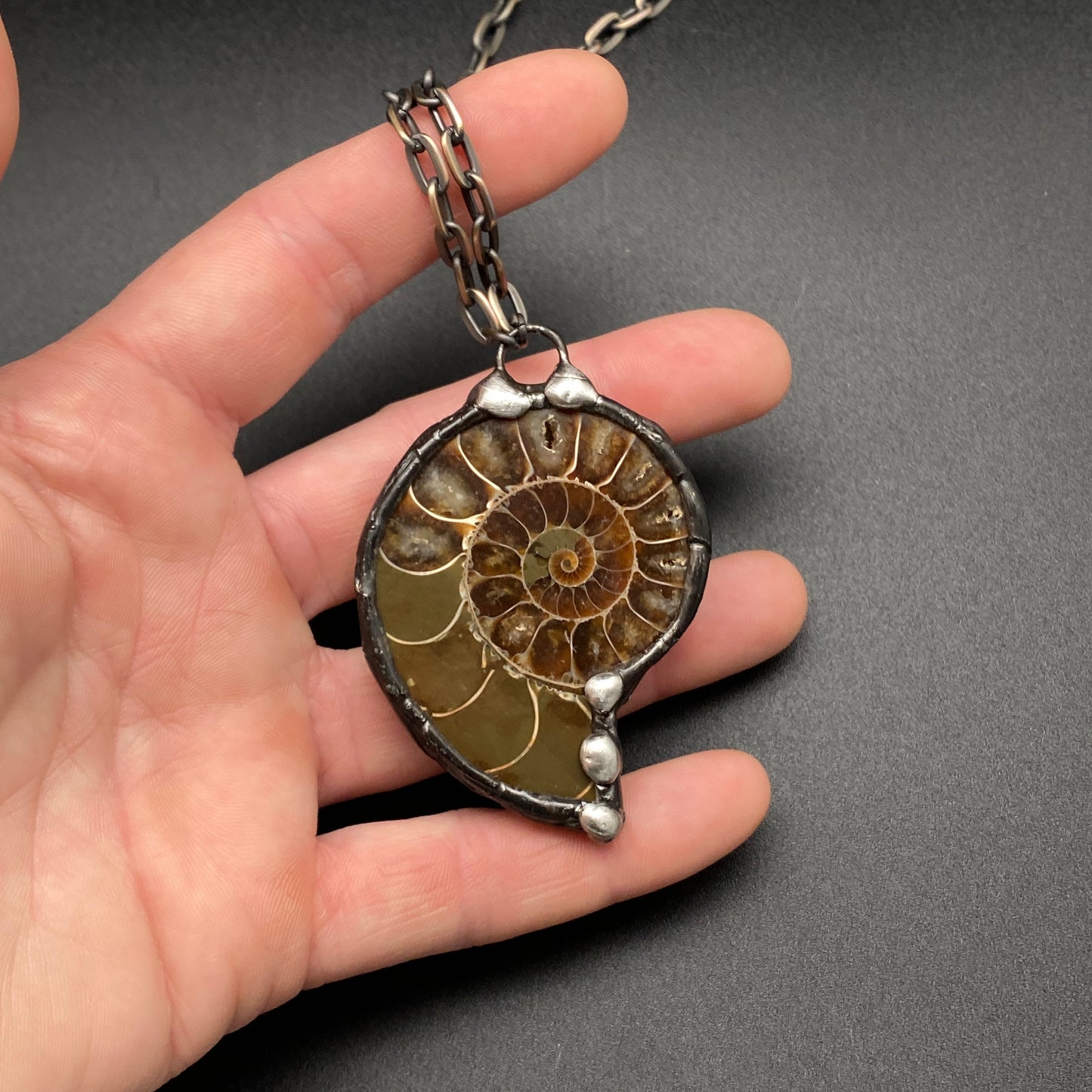 Fibonacci ~ Fossil Ammonite Necklace
