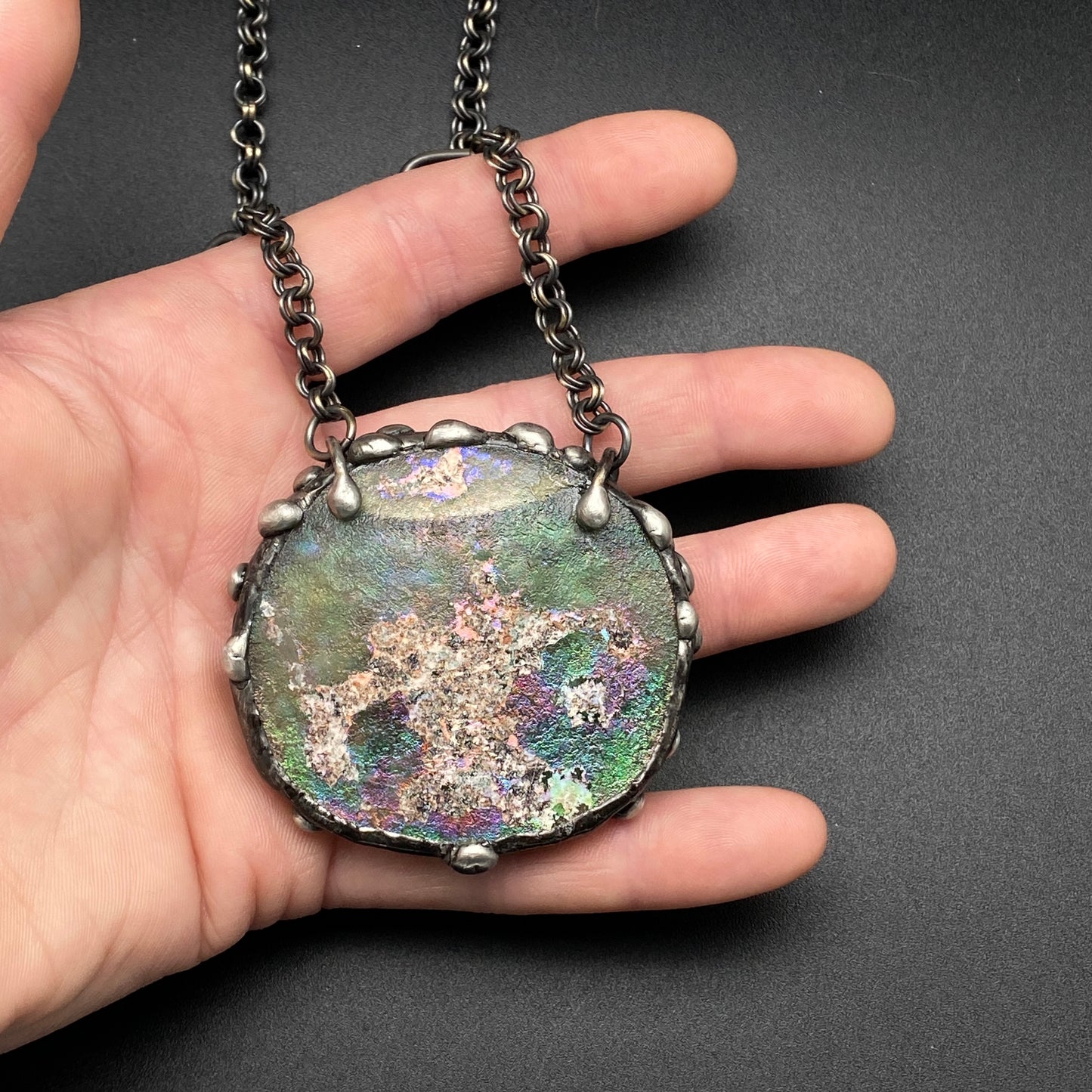 Trade ~ Ancient Roman Glass Disc Necklace