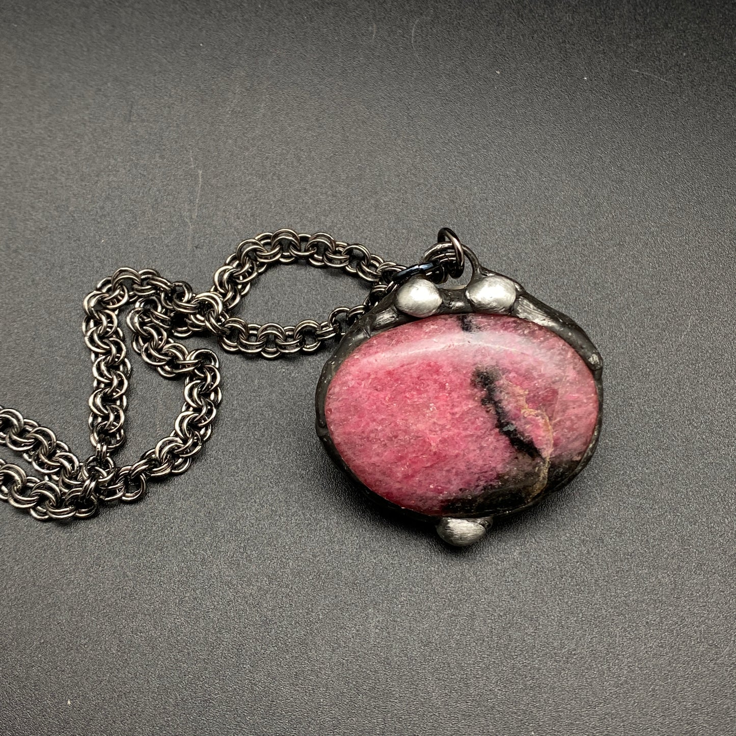 Pomegranite ~ Rhodonite Orb Necklace