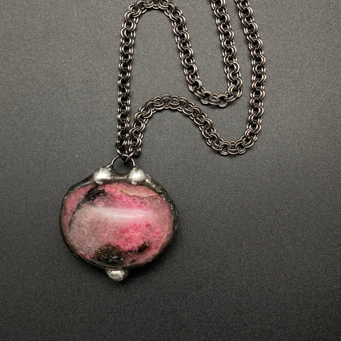 Pomegranite ~ Rhodonite Orb Necklace