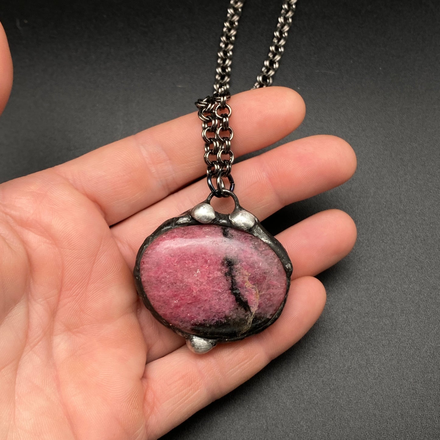 Pomegranite ~ Rhodonite Orb Necklace