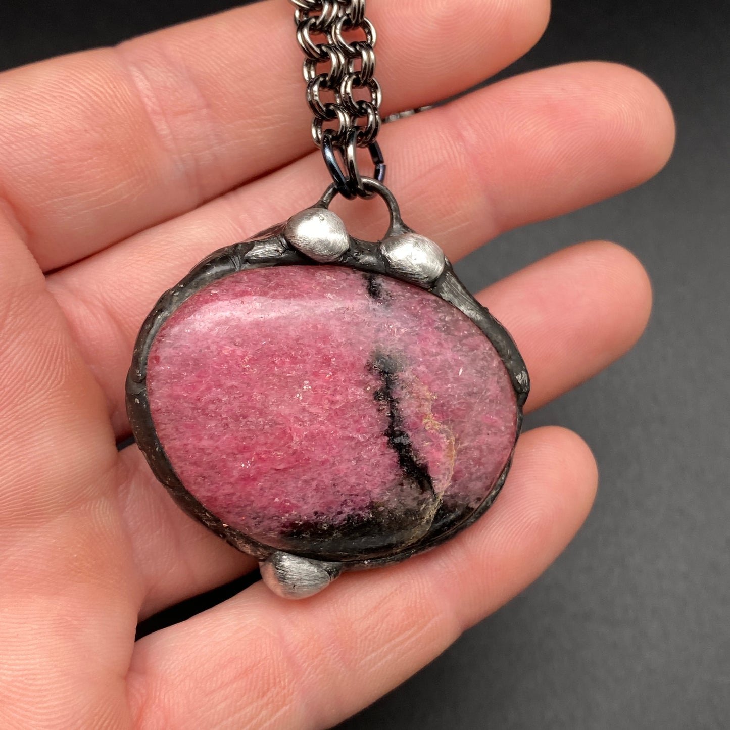 Pomegranite ~ Rhodonite Orb Necklace
