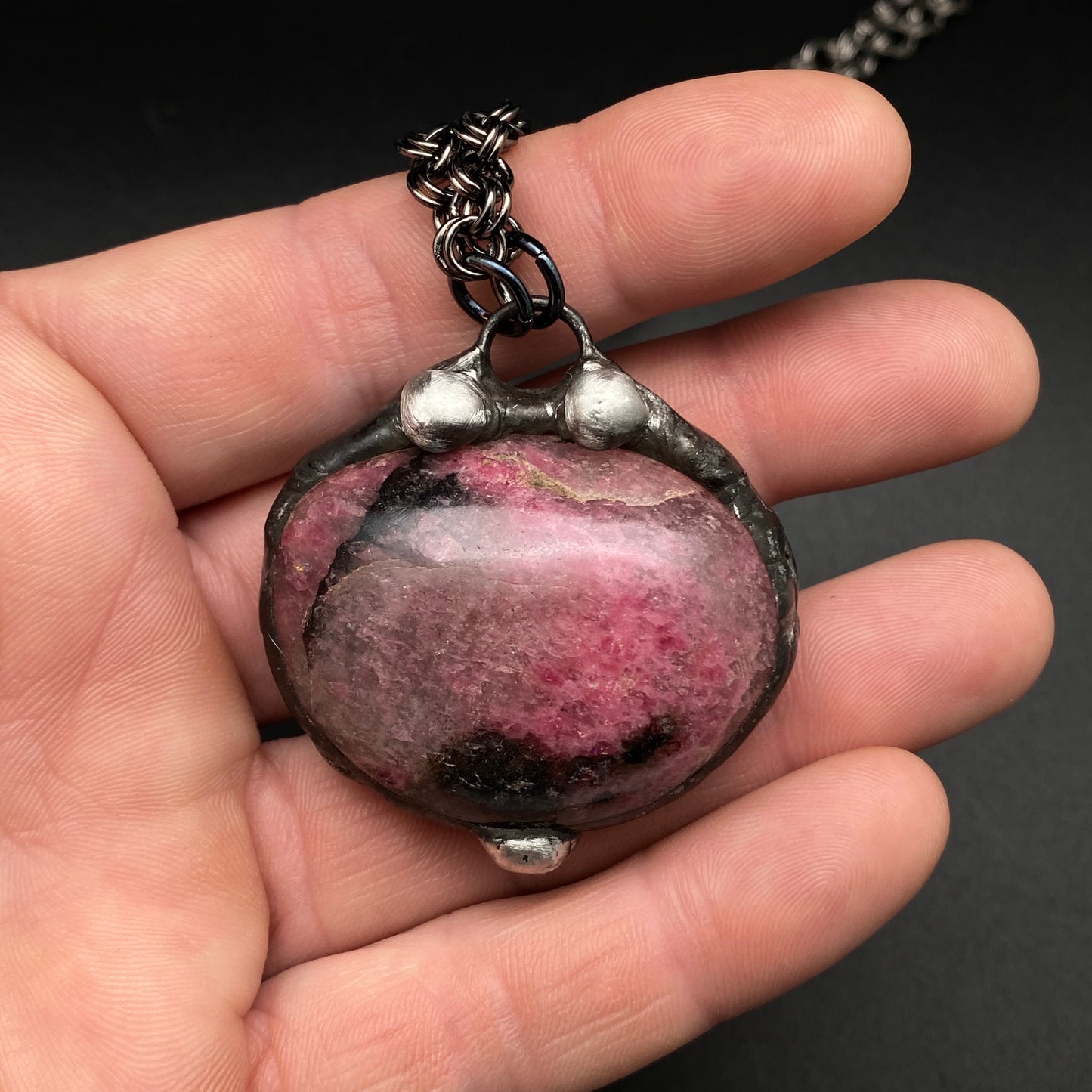 Pomegranite ~ Rhodonite Orb Necklace