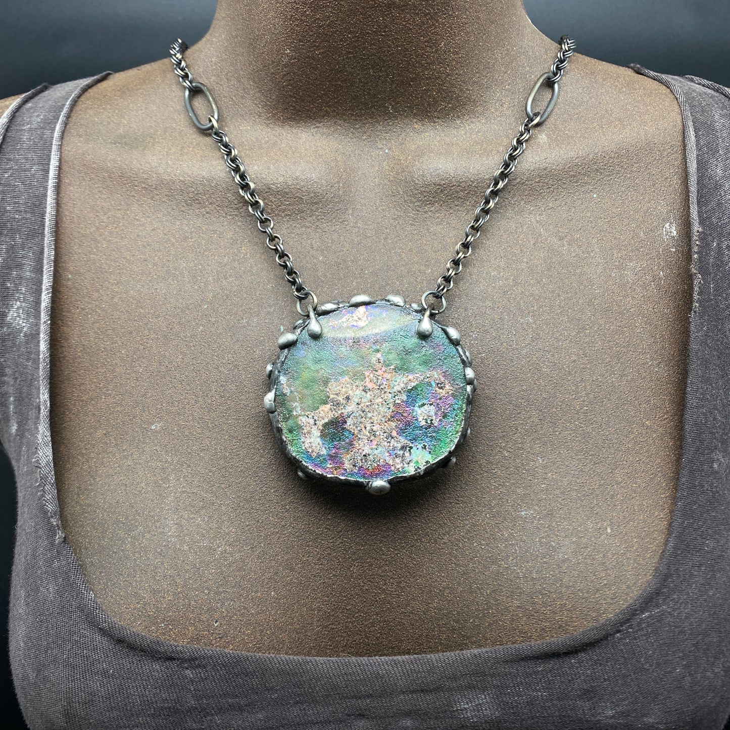Trade ~ Ancient Roman Glass Disc Necklace