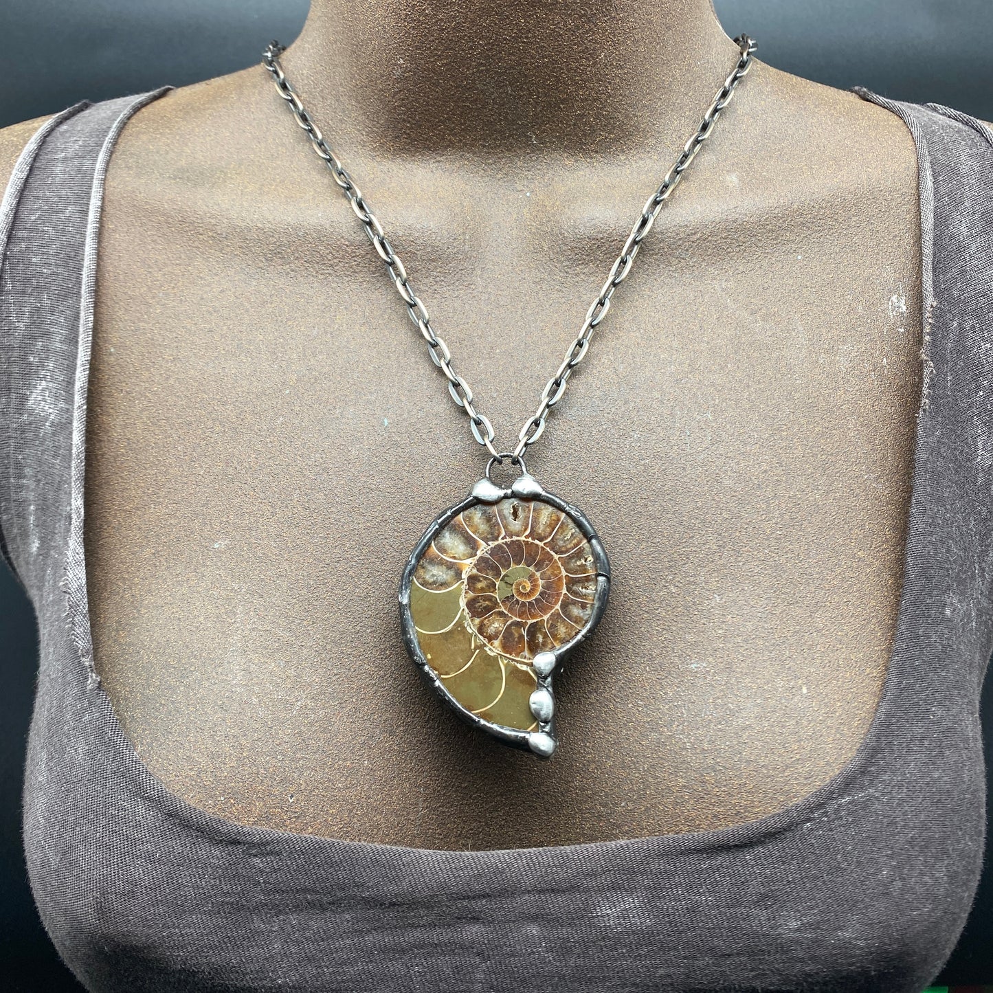 Fibonacci ~ Fossil Ammonite Necklace