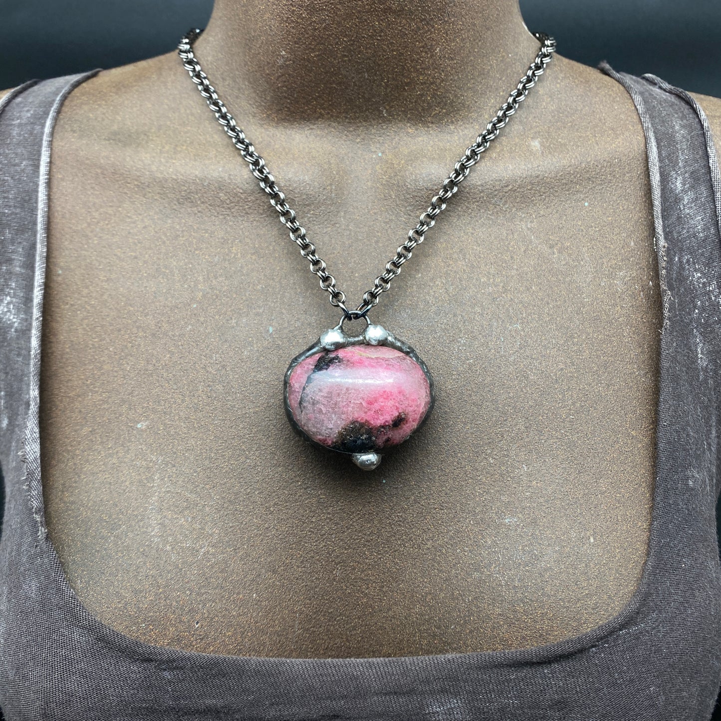 Pomegranite ~ Rhodonite Orb Necklace