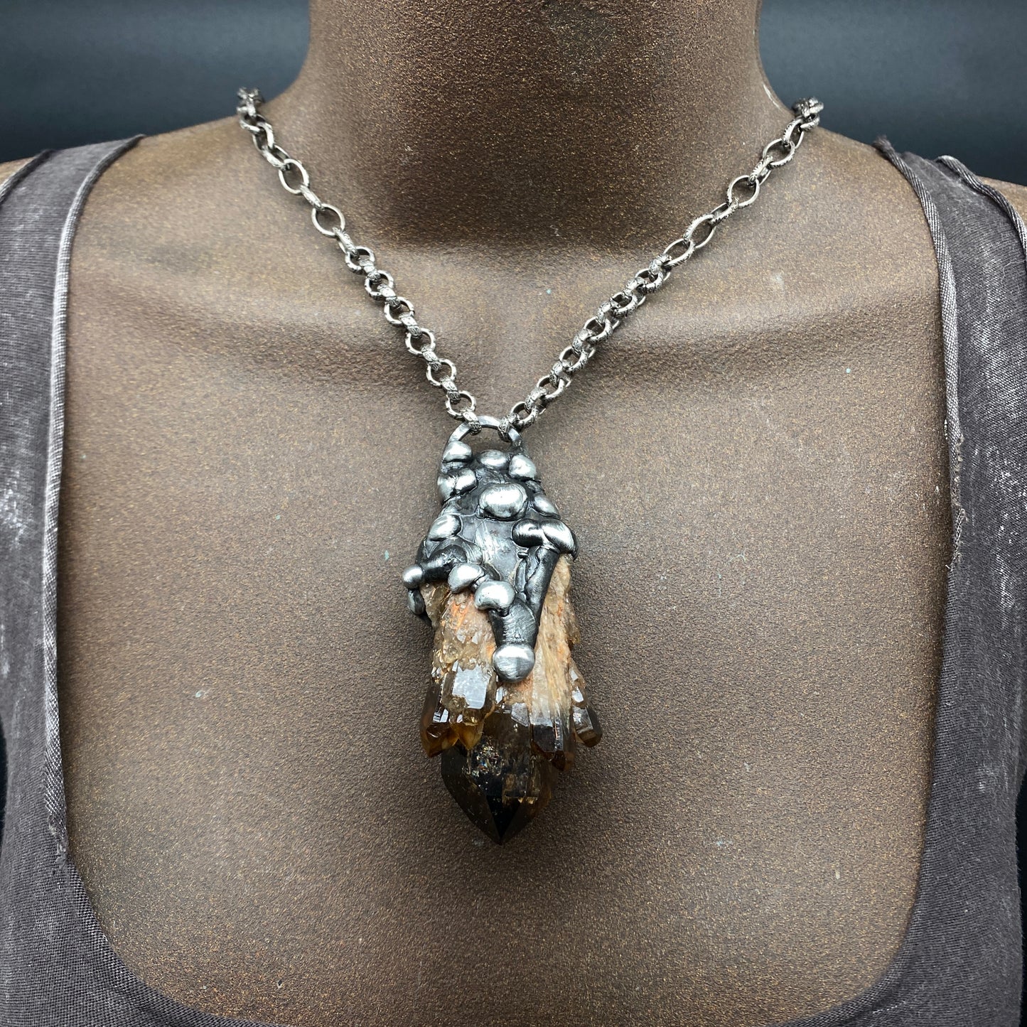 Castle For A Dreamer ~ Dark Smoky Kundalini Citrine Necklace