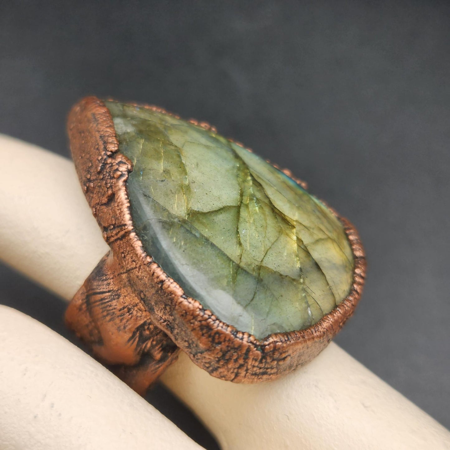 The Golden Hour ~ Warm Labradorite Statement Ring XL