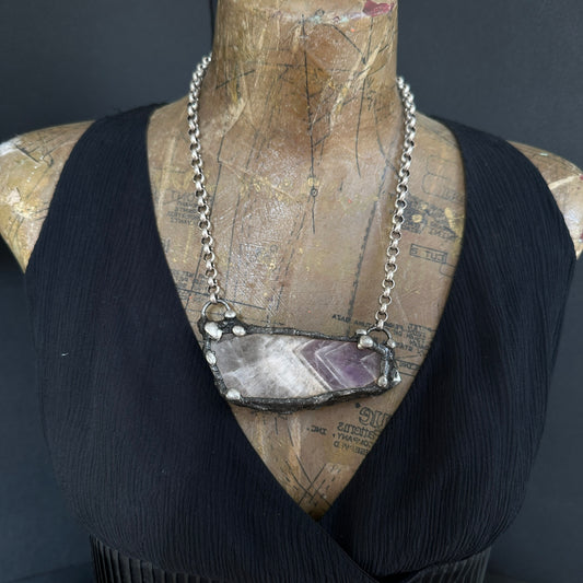 Chevron ~ Chevron Amethyst Slab Crystal Necklace