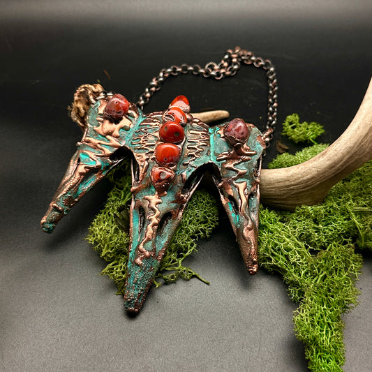 Coven ~ Tri-Raven Copper Electroformed Necklace