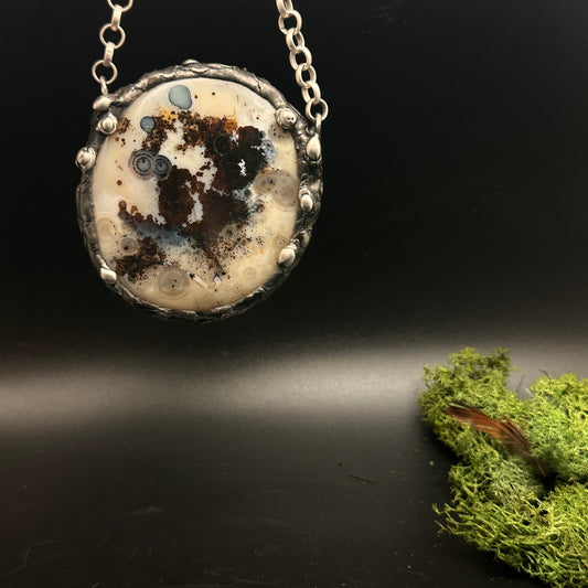 Luna ~ Huge Agate Moon Necklace