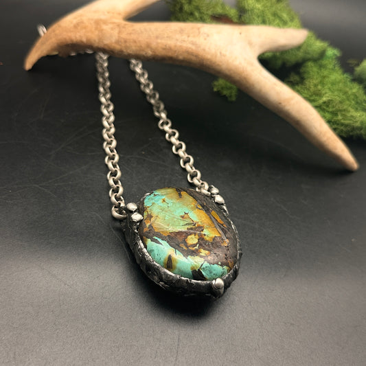 Desert Hues ~ Huge Rough Cut Tibetan Turquoise Necklace
