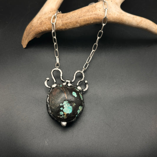 Ritual ~ Large matte polished Tibetan Turquoise Necklace