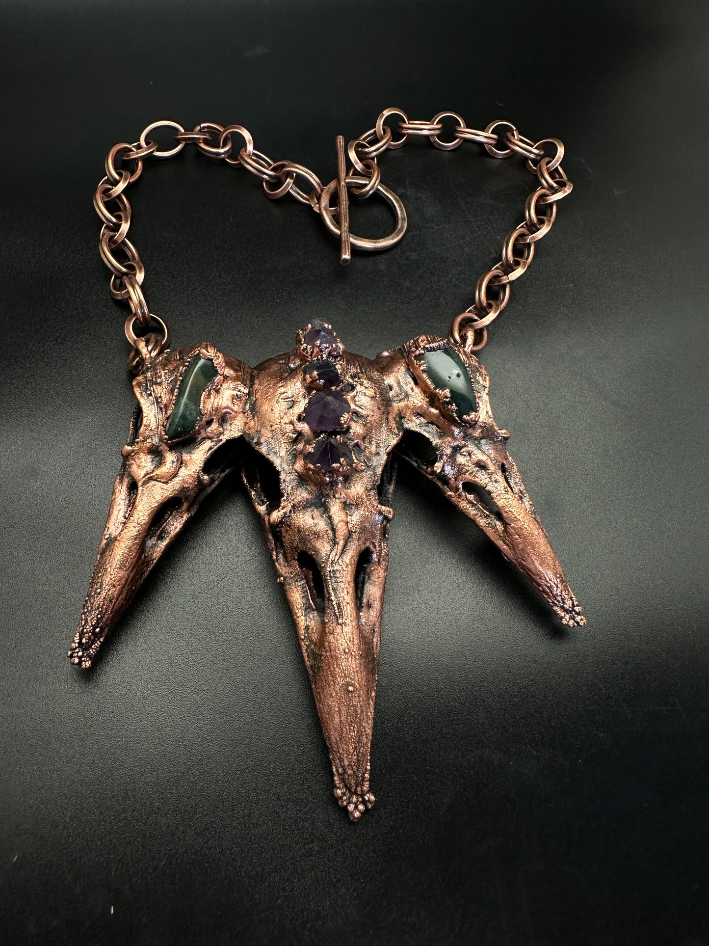 Triplets ~ Raven Copper Electroformed Necklace
