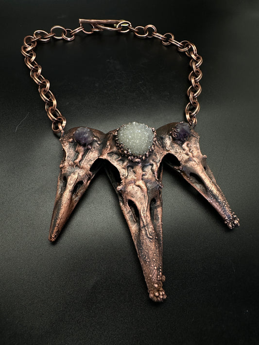 Triplets ~ Raven Copper Electroformed Necklace
