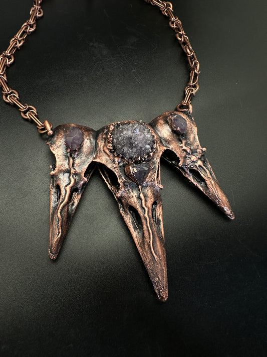 Triplets ~ Raven Copper Electroformed Necklace