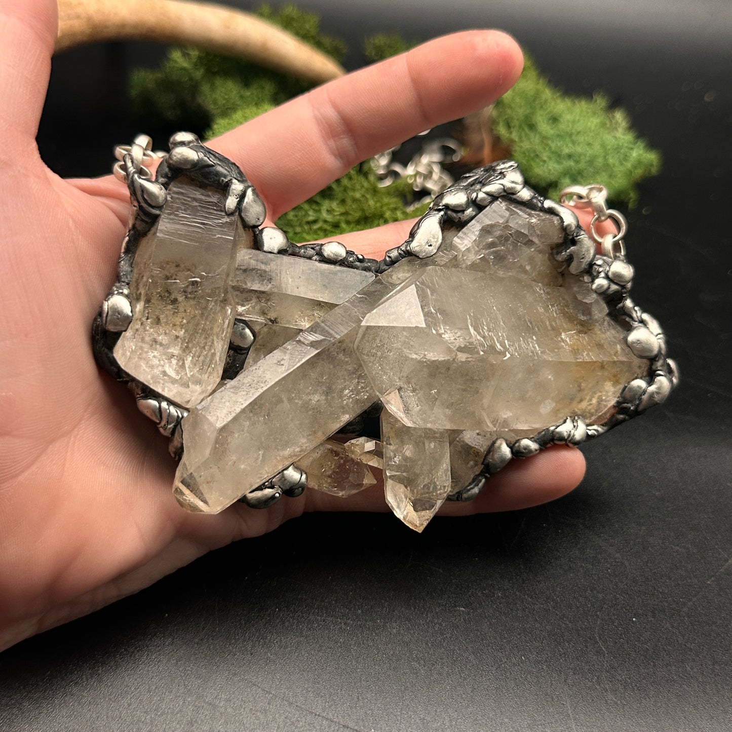 Glacier ~ Huge Quartz Cluster Necklace