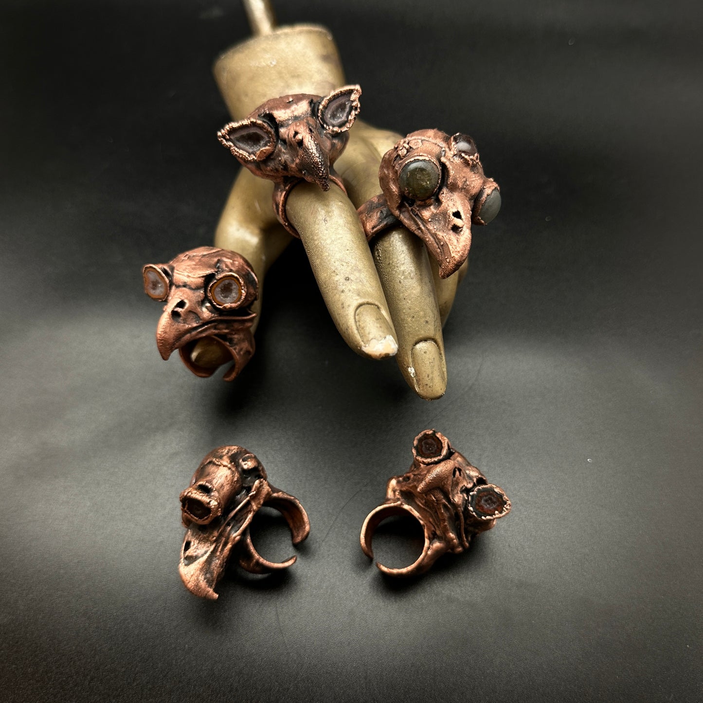 Horned Owl Rings ~ Copper Electroformed