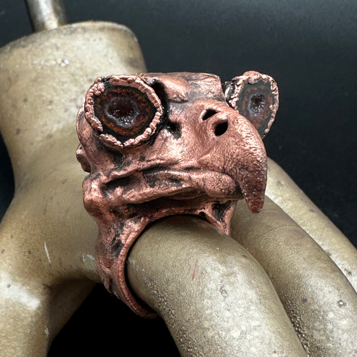 Owl Skull Ring ~ Copper Electroformed