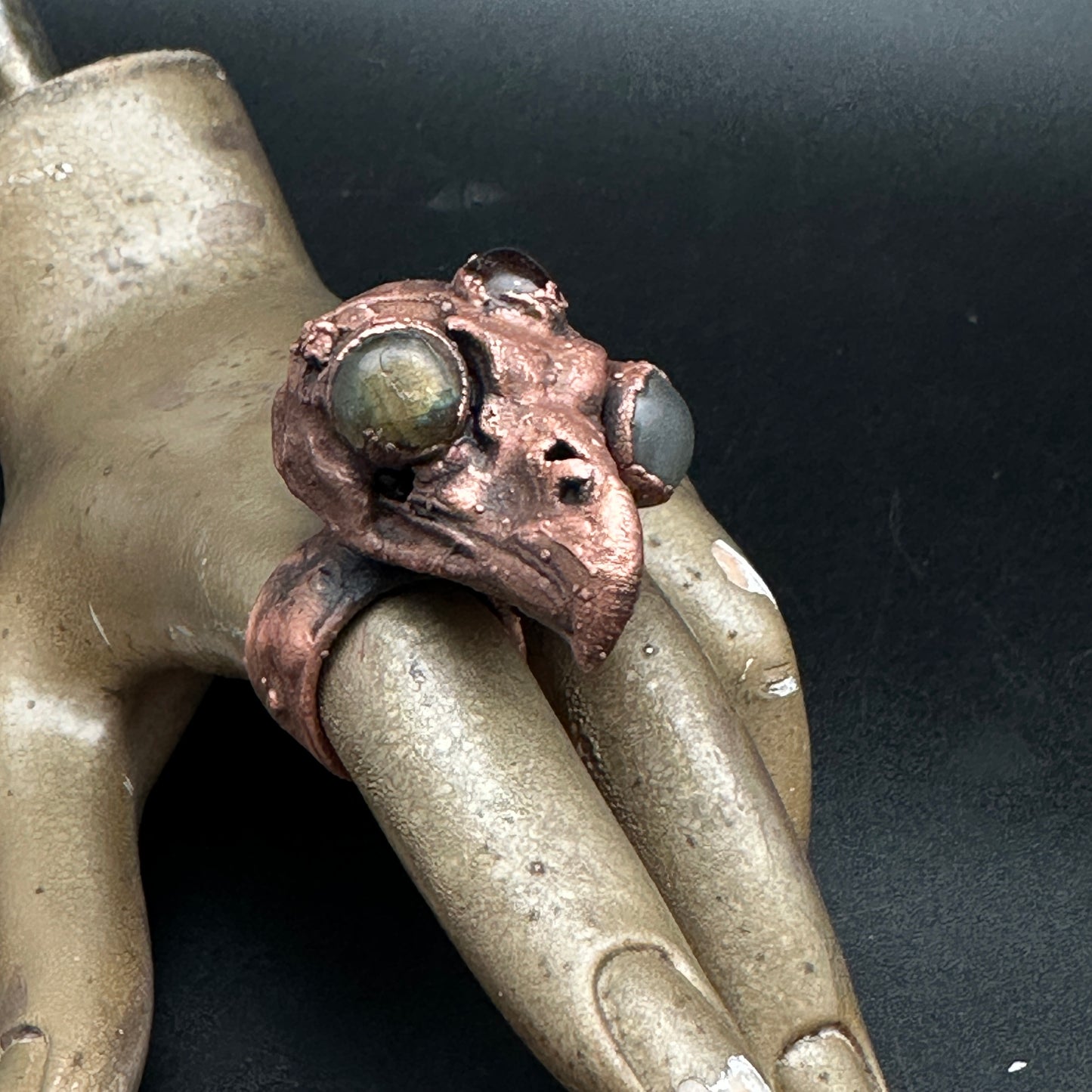 Ghost Owl Skull Ring ~ Copper Electroformed