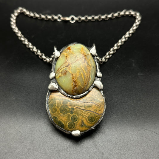 Duo ~ Jasper & Green Opal Necklace