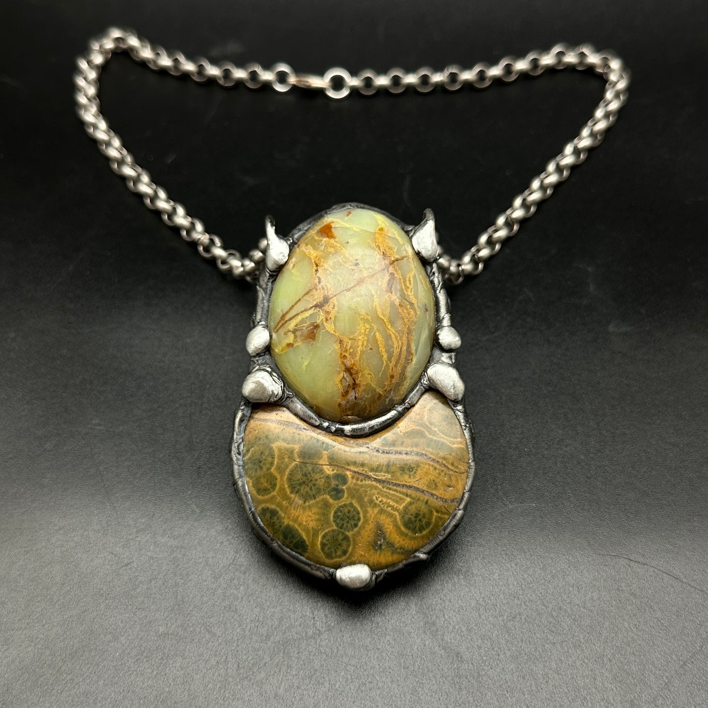 Duo ~ Jasper & Green Opal Necklace