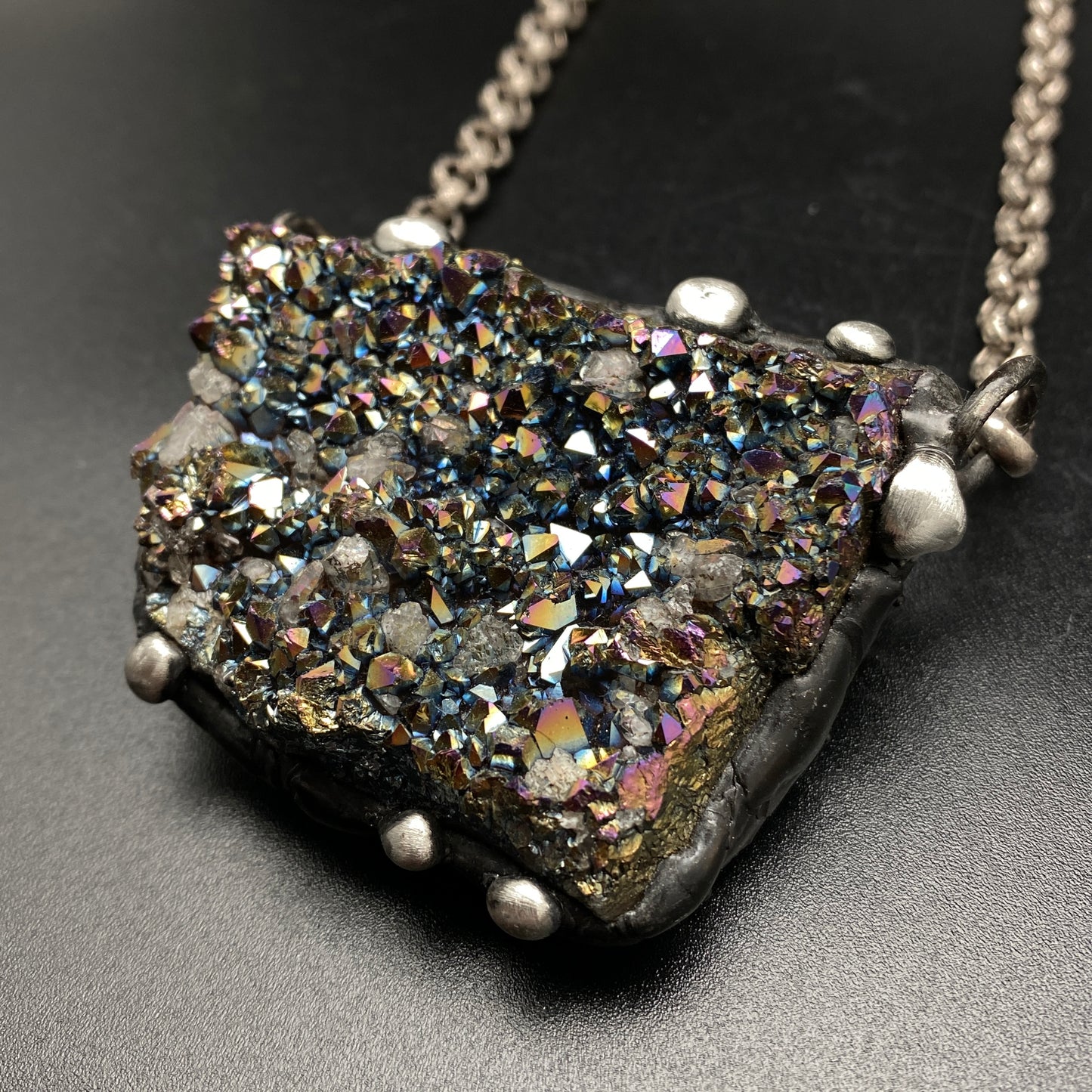 Majestical ~ Unicorn Quartz, Titanium Quartz Geode Necklace