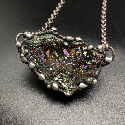 Majestical ~ Unicorn Quartz, Titanium Quartz Geode Necklace