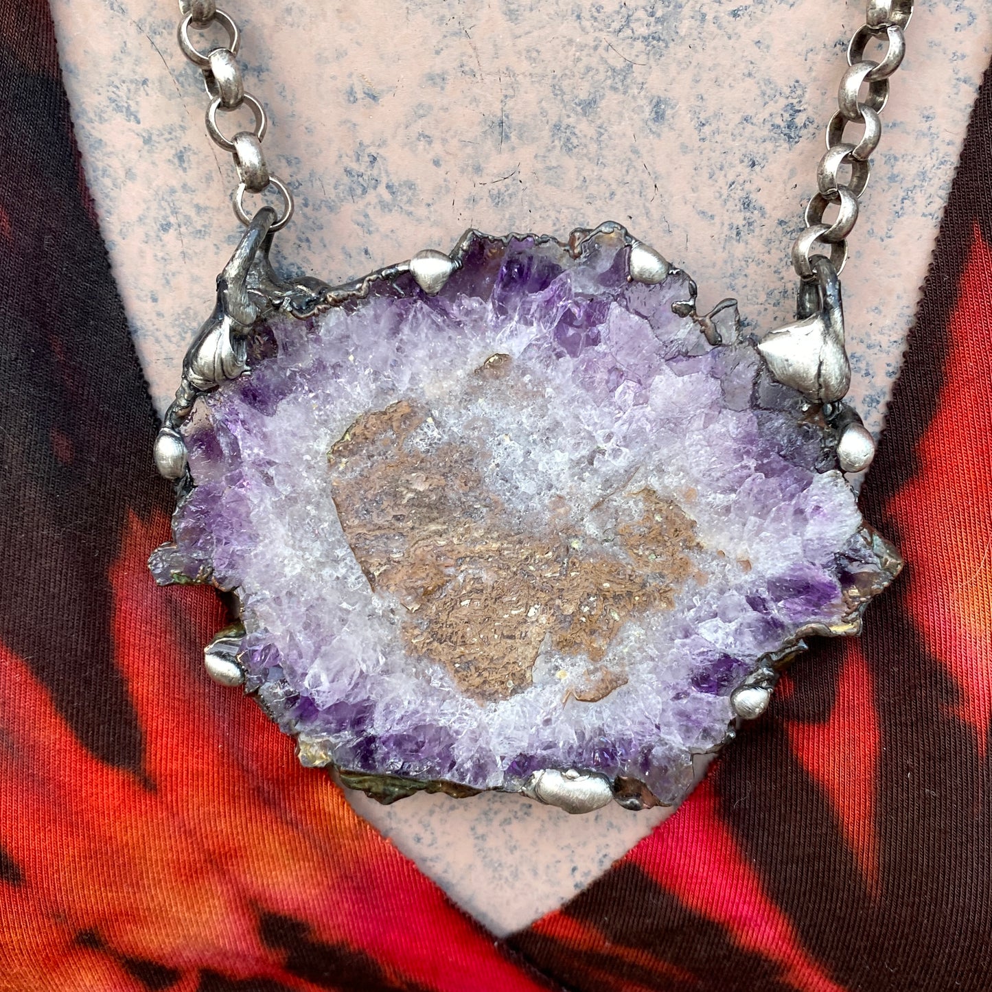 Wanderer ~ Amethyst Stalactite Slice Crystal Necklace