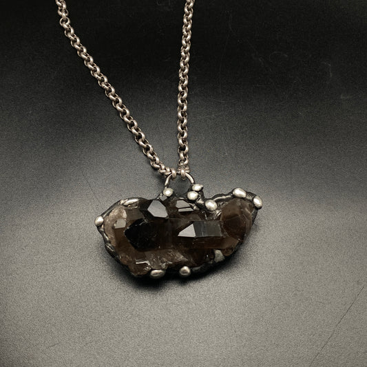 Midnight In Tucson ~ Smoky Quartz Cluster Crystal Necklace