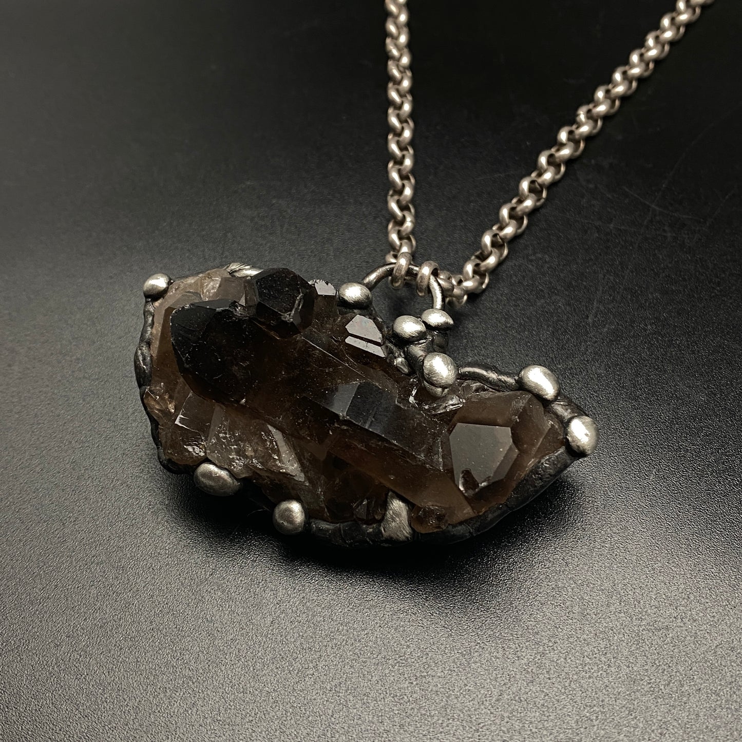 Midnight In Tucson ~ Smoky Quartz Cluster Crystal Necklace