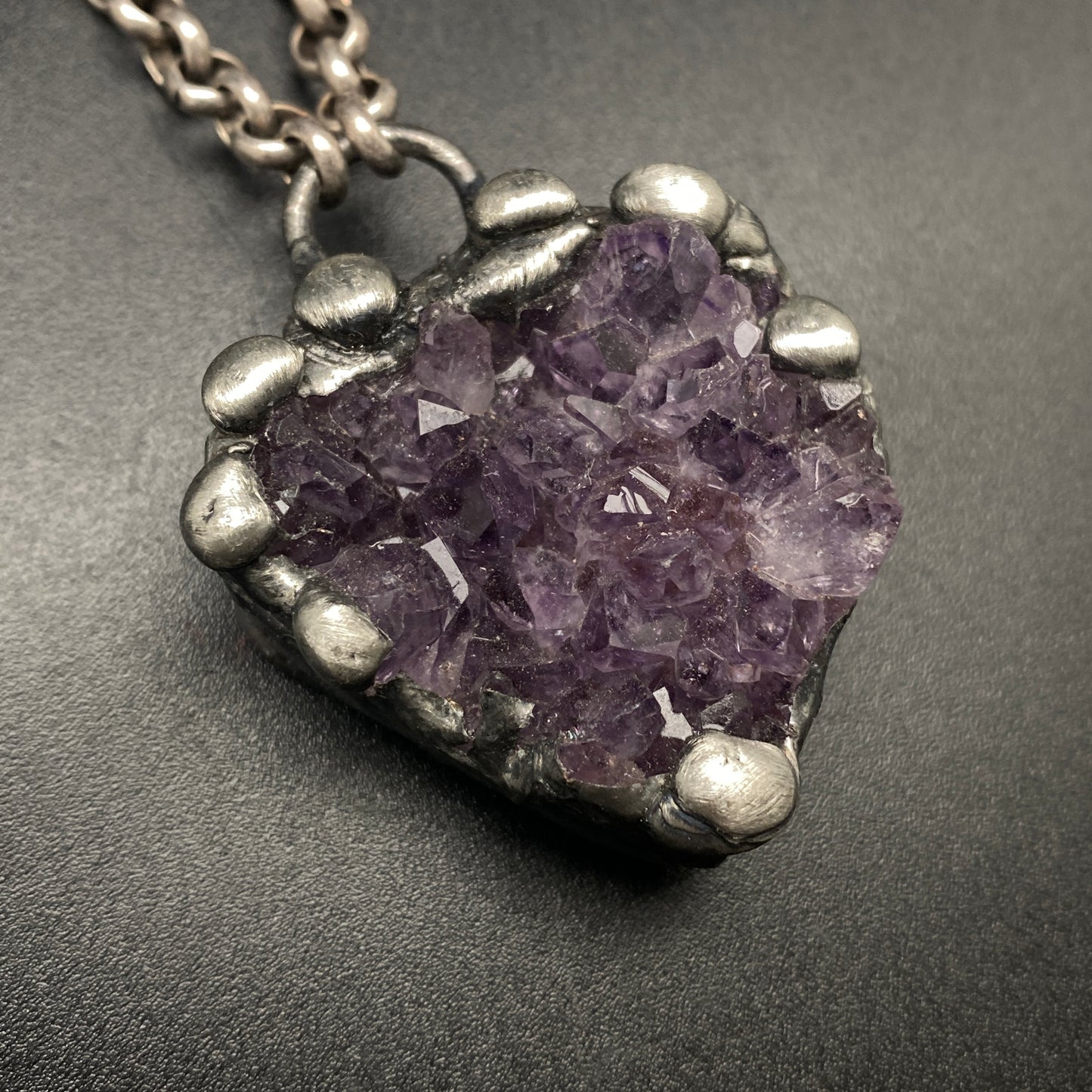 Royals ~ Amethyst Heart Cluster Crystal Necklace