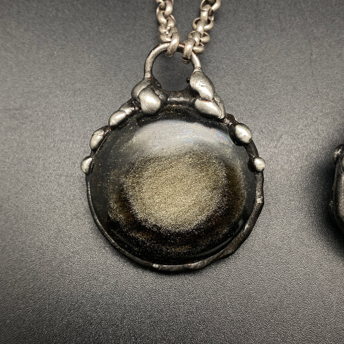 Glow Up ~ Golden Obsidian Disc Necklace