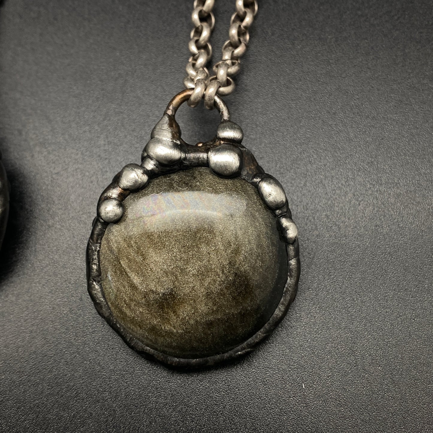 Glow Up ~ Golden Obsidian Disc Necklace