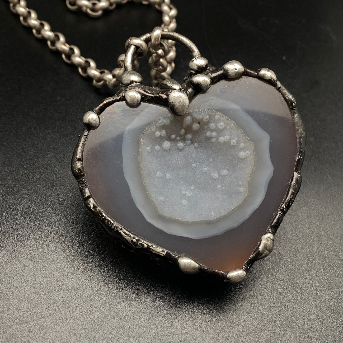 Trust ~ Speckled Agate Heart Necklace