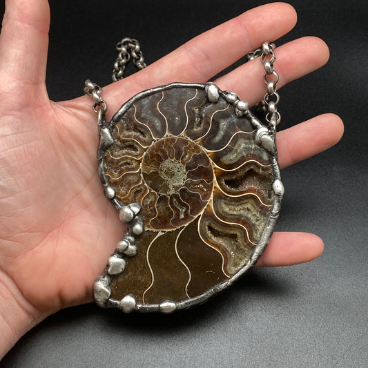 Fibonacci ~ Fossil Ammonite Necklace