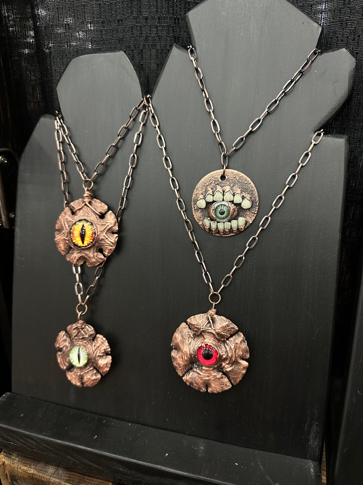 Eye of Cadon ~ Napped Stone Eye Medallion Copper Electroformed Necklace