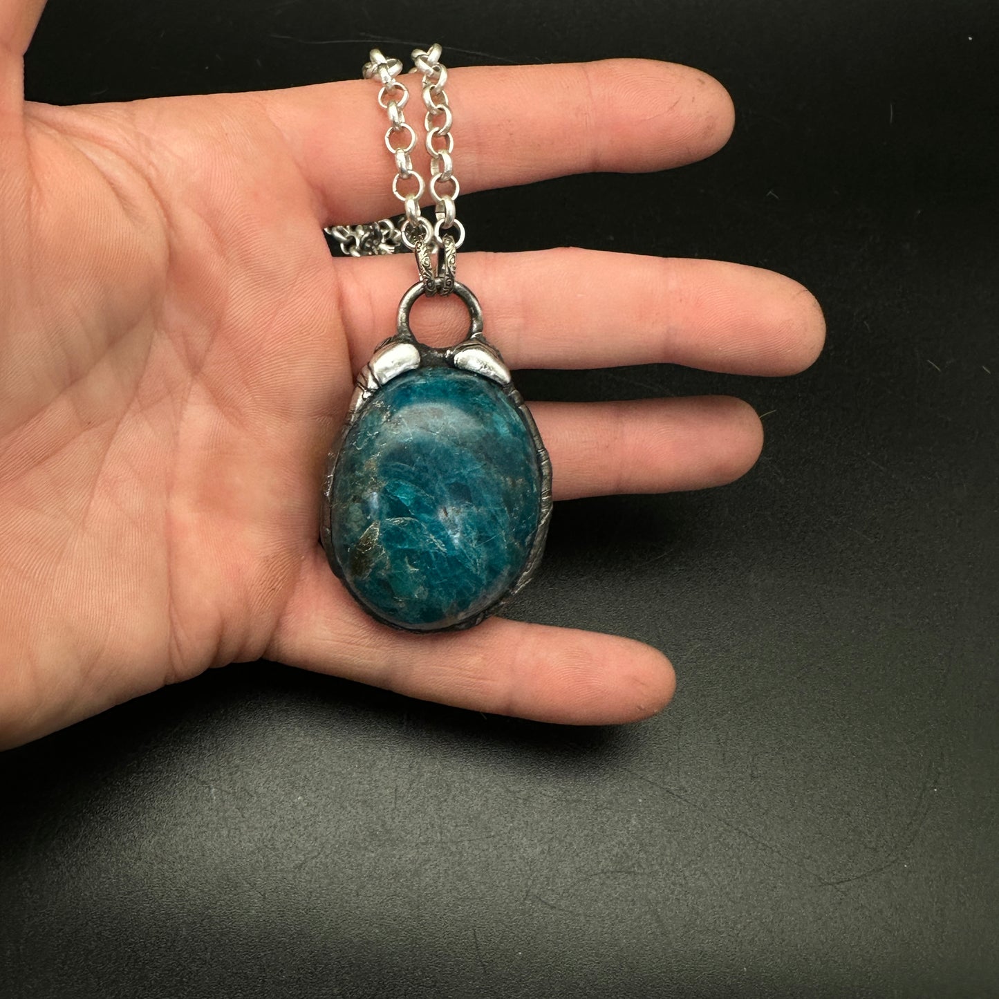 Blue Orbit ~ Blue Apatite Talisman Necklace