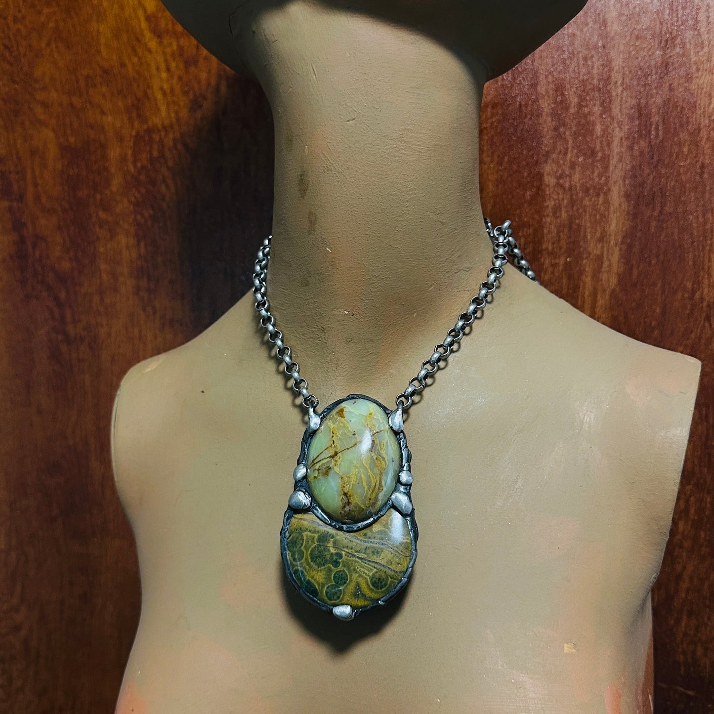 Duo ~ Jasper & Green Opal Necklace
